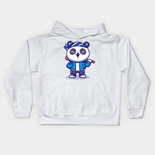 Cute Panda Boy With Baseball Bat Cartoon Kids Hoodie